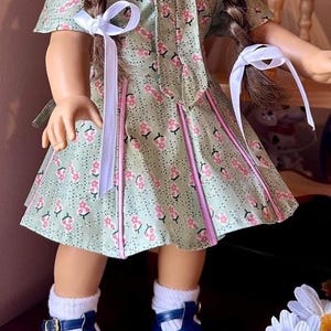 1940&#39;s Victory Dress pattern for dolls, sewing pattern fits larger Pleasant Company, smaller American Girl, OG and other 18” doll