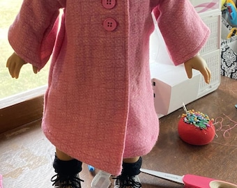 Swing Coat and Beret, 18 inch doll sewing pattern PDF pattern to make doll coat, sewing pattern for dolls, fits dolls like Pleasant Company