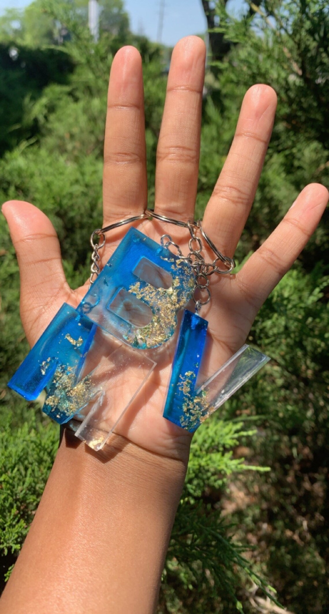 Custom blue and clear keychain Etsy
