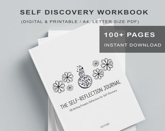 Diário de ansiedade em PDF para impressão, Diário de atenção plena para Goodnotes, Download de livro de exercícios de autorreflexão, 100 prompts