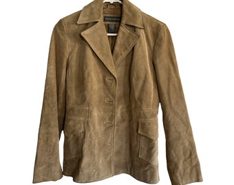 Vintage suede tan blazer jacket - 100% genuine leather