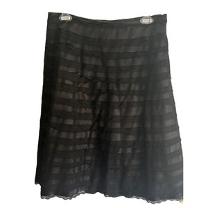 Vintage BCBG Max Azria black A line skirt with lace and satin layers