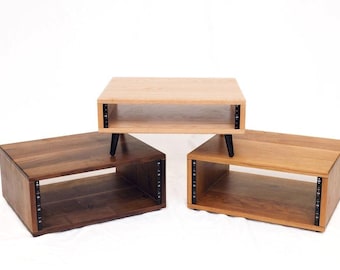 Solid Black Walnut Studio Rack 4U Rack Unit Handmade in Hoboken