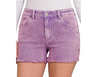 Zenana It's About Time Colored Denim Shorts in Blueberry DMP-1841A