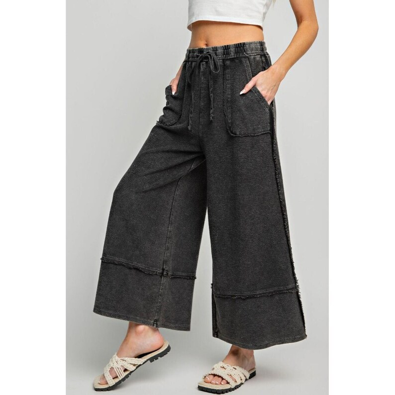 Easel Let's Chill Comfy Wide Leg Pants in Black EB40797 Etsy