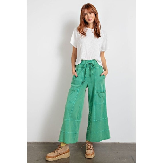 Cotton and linen pants, Linen wide-leg pants, maxi pants, women's