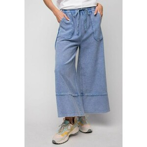 Easel Let's Chill Comfy Wide Leg Pants in Denim EB40797 - Etsy