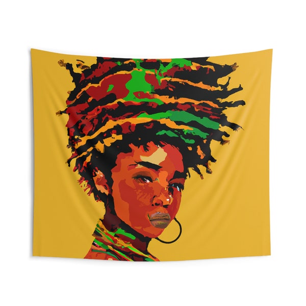 Rasta Queen - Indoor Wall Tapestry, Rastafarian Home Decor, Reggae Royalty, Jamaican Empress Art