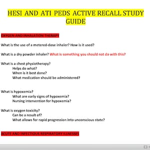 Pediatric Nursing Exam Study Guide for HESI and ATI