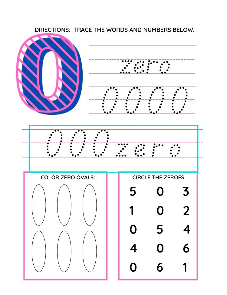 Digital Download Numbers Worksheet 0-9 | Etsy