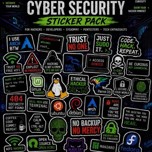 Linux & Cyber Security Sticker Pack | Kali, Ubuntu, Arch, Mint, Parrot OS (Digital Download)