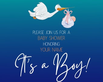 Any Color - Stork Baby Shower Invite