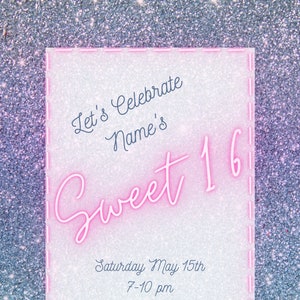 Glitter sweet 16 Geburtstag einladen