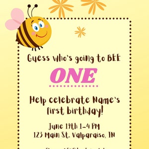 Convite de aniversário de abelha