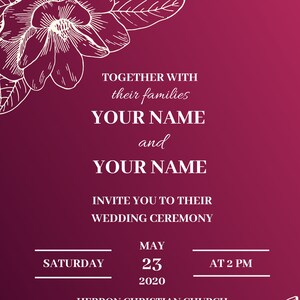 Cualquier color - Invitación de boda floral