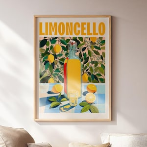 Limoncello Poster, Dopamine Decor, Sicily Wall Art, Cocktail Poster, Italian Printable Wall Art, Dolce Vita Poster, Maximalist Wall Art