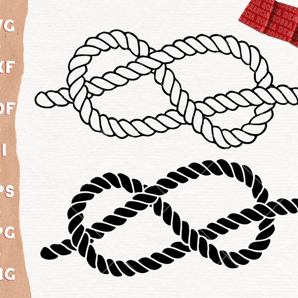 Nautical Rope Knot SVG cut file, DXF PNG eps, marine rope knot svg, Figure Eight Rope Knot Clipart, Figure 8, Figure 8 Knot, Cricut Cut file