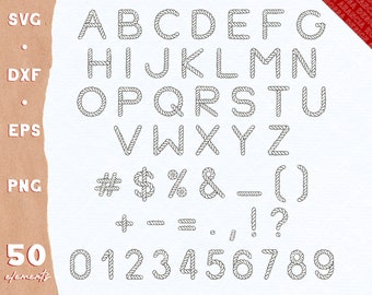 Rope Alphabet, Rope Letters, Rope Alphabet Clipart, Rope Letters SVG, Rope Letters PNG, Rope Numbers, Rope Font For Cricut, Rope SVG Regular