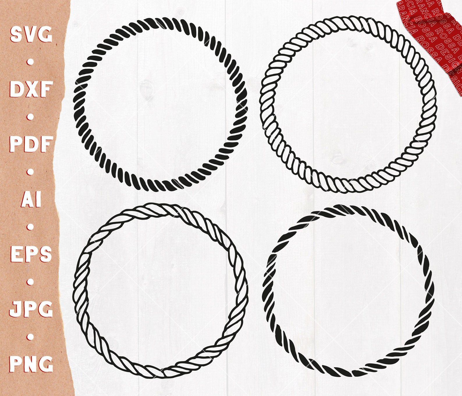 Rope Round Circle Frame Cut File, Wreath SVG, Rope Border DXF PNG Eps ...