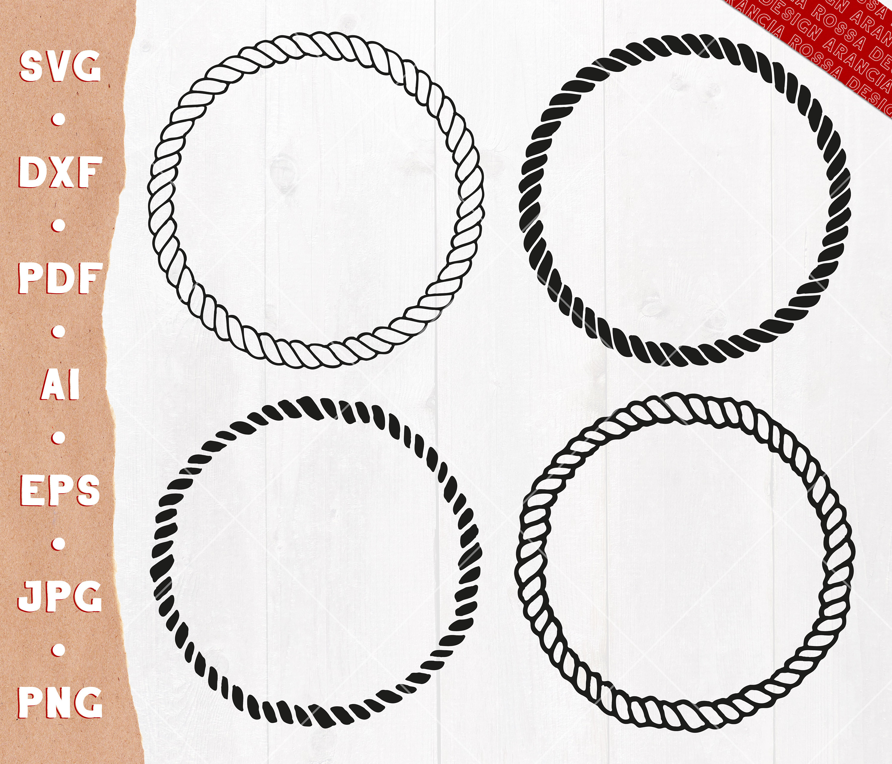 Rope Border SVG Cut File, DXF PNG Eps, Rope Round Circle Frame