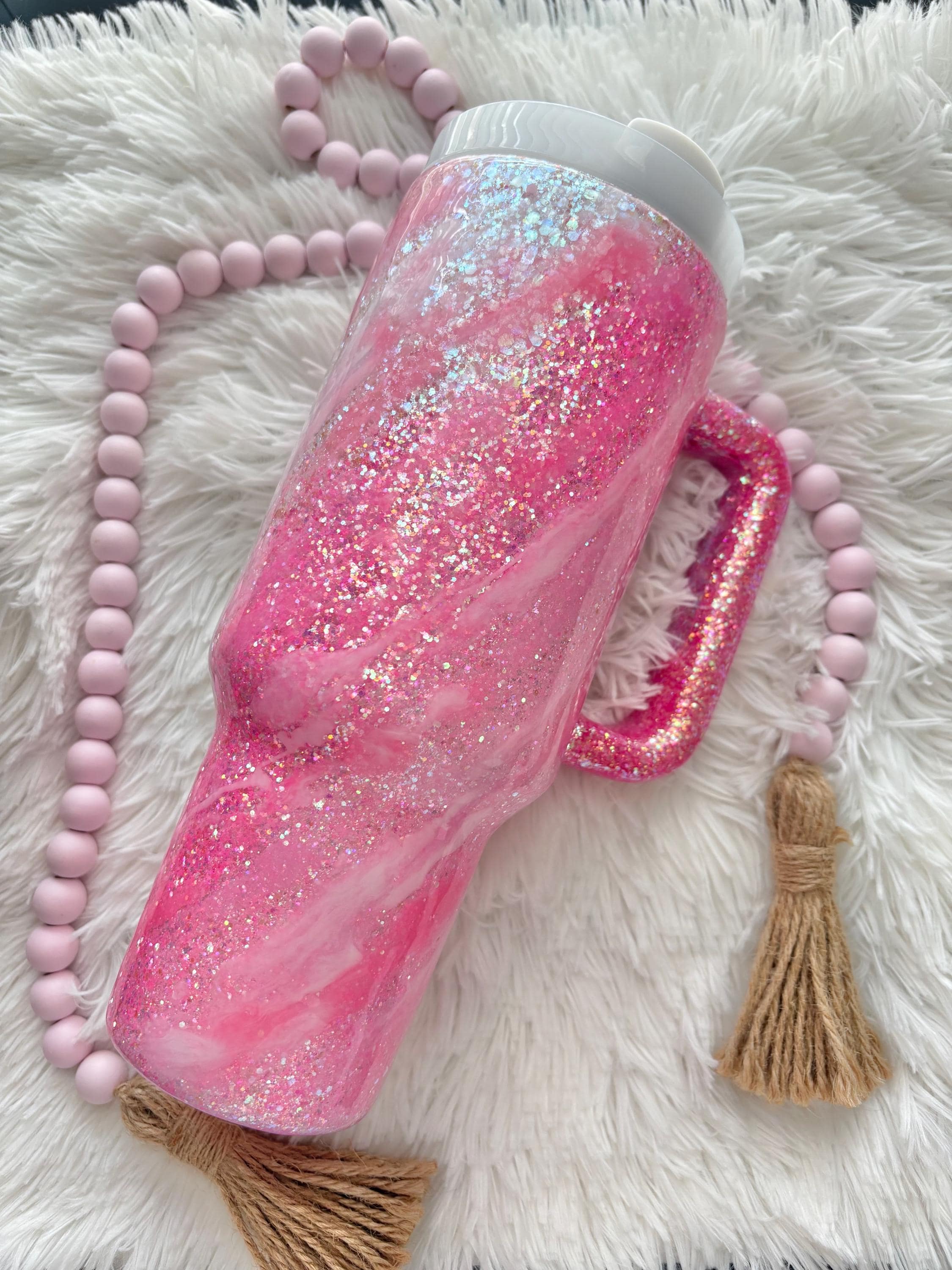 In my Pink era Glitter Handle Tumbler, 40oz, Stainless Steel