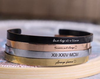 Personalized Cuff Bracelet • Custom Bangle • Inspirational Gift • Engraved Cuff • Personal Saying Bracelet • Hidden Message Unisex Jewelry