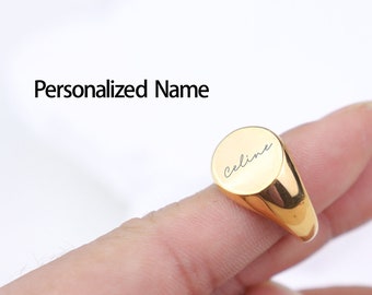 Personalized Actual Drawing Logo Name Ring-Signet ring Mens-Custom Rings-Personalized patterns ring-Wedding Gifts