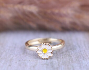 Bague de fleur de marguerite réglable, bagues d’anxiété en or, bijoux spinner réglables, cadeau de soulagement du stress par Impulse Modern, bague pour femmes