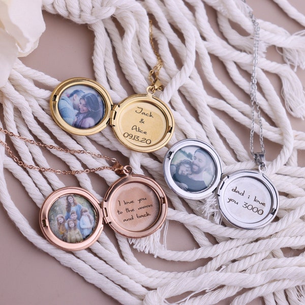 Personalized Locket Necklace in Gold, Rose Gold, and Silver | Customized Gift | Personalized Jewelry | locket necklace Wife Anniversary Gift