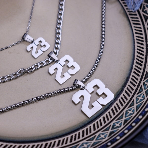 Sport number pendant, Number Men Necklaces, Number Jewelry, Personalized Gift for Him, Number Year Necklace • Sport Men Jewelry • Baseball