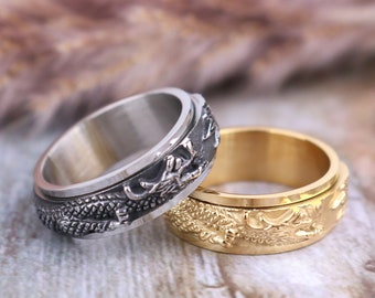 Fidget Dragon Angst Ring, Wikinger Anti Stress Schmuck, Geschenk für Männer, Meditation Spinner für Ihn ,Geschenk für Freund