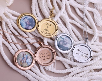 Personalized Locket Necklace in Gold, Rose Gold, and Silver | Customized Gift | Personalized Jewelry | locket necklace Wife Anniversary Gift