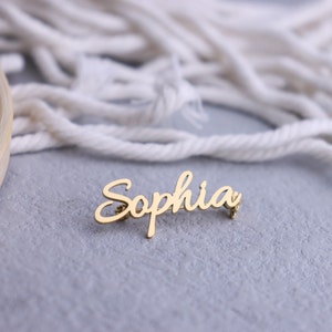 Custom Name Brooch in Gold / Silver / Rose Gold Personalized Handwriting Brooch Breastpin Clip Clasp Customized Initial Numbers Gift image 4