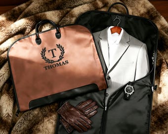 Torba na garnitur z haftowanym imieniem, skórzana torba na ubrania z uchwytem, prezent dla drużbów, ojciec pana młodego, torba na garnitur z tkaniny Oxford, torba na garnitur z monogramem
