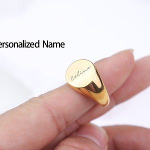 Anillo de sello personalizado para hombres y mujeres-Anillo de nombre de logotipo de dibujo real personalizado-Anillo de sello rosado ovalado-Anillo de oro personalizado-Anillo de sello para hombre imagen 3