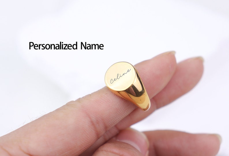 Anillo de sello personalizado para hombres y mujeres-Anillo de nombre de logotipo de dibujo real personalizado-Anillo de sello rosado ovalado-Anillo de oro personalizado-Anillo de sello para hombre imagen 3