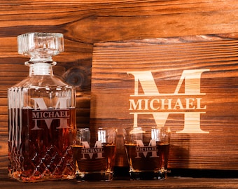 カスタムウイスキーデキャンタとグラスセット、花婿の付添人へのギフト、パーソナライズされたウイスキーデキャンタセット、花婿の付添人へのギフト、刻印入りデキャンタセット