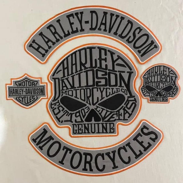 Harley davidson skull Embroidered Back Patches for Vest and Jacket iron on