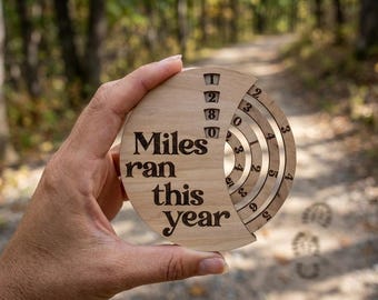 XL Miles Ran Counter Magnet | Wooden Runner Tracker Log | Marathon Progress Tracker