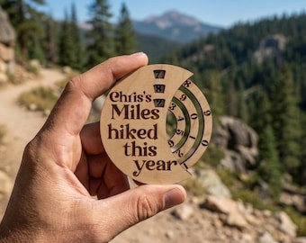 Personalized miles hiked this year Tracker Magnet | Wood hiking Miles Log, Custom Hiker Gift