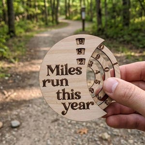 Miles Run Tracker Magnet | Wood Runner Gift