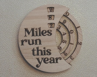 Miles Run Tracker Magnet | Wood Runner Gift