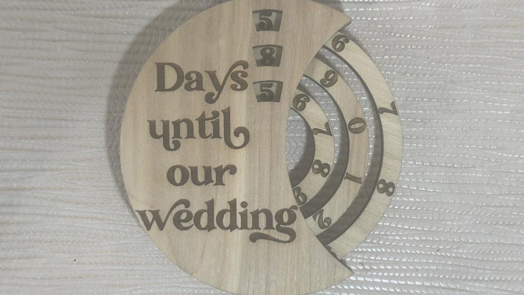 Days Until Our Wedding Countdown Magnet, Rustic Couple Engagement Gift ...