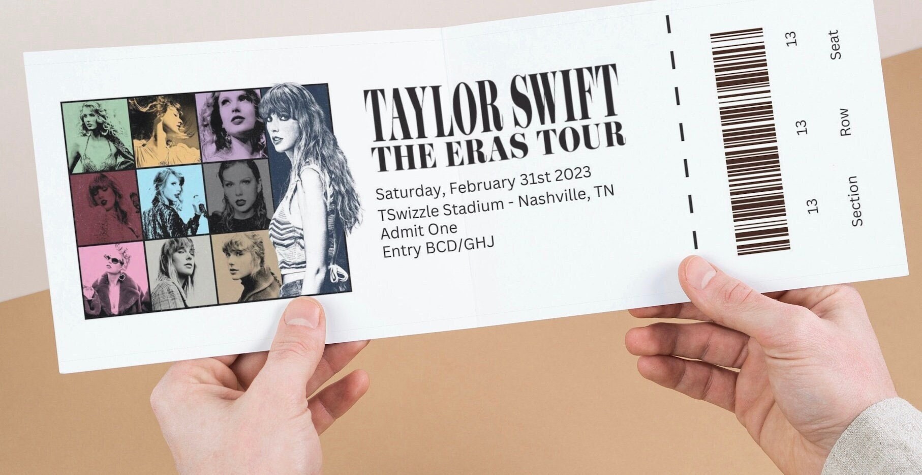 Taylor Swift The Eras Tour 2023 Plantilla De Entrada Personalizable 