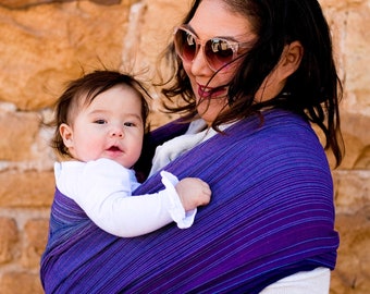 Handwoven Fair Trade Baby Wrap | SUPPORTIVE for infant or toddler | Baby Sling – Girasol Wisteria Purple Woven Wrap Baby Carrier