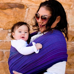 Handwoven Fair Trade Baby Wrap | SUPPORTIVE for infant or toddler | Baby Sling – Girasol Wisteria Purple Woven Wrap Baby Carrier