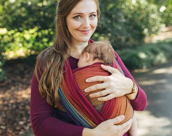 Handwoven Baby Wrap | Fair Trade | SUPPORTIVE not stretchy Baby Carrier Sling for Infant or Toddler – Girasol Rainbow Love