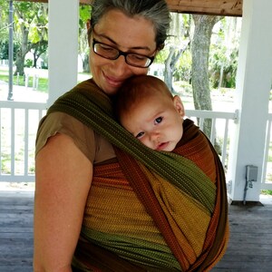 Handwoven Baby Wrap Fair Trade SUPPORTIVE Baby Carrier for Front & Back Carrying Infant or Toddler Girasol Sherwood image 5