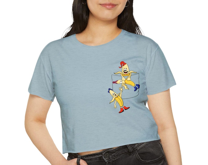 Dancing Bananas crop top | funky festival fruit illustration