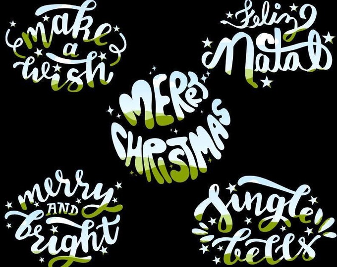 5 Christmas Quotes Canva Frame Template, Merry Christmas, Merry and Bright, Make a Wish, Feling Natals, Jingle Bell, Editable Canva Frame